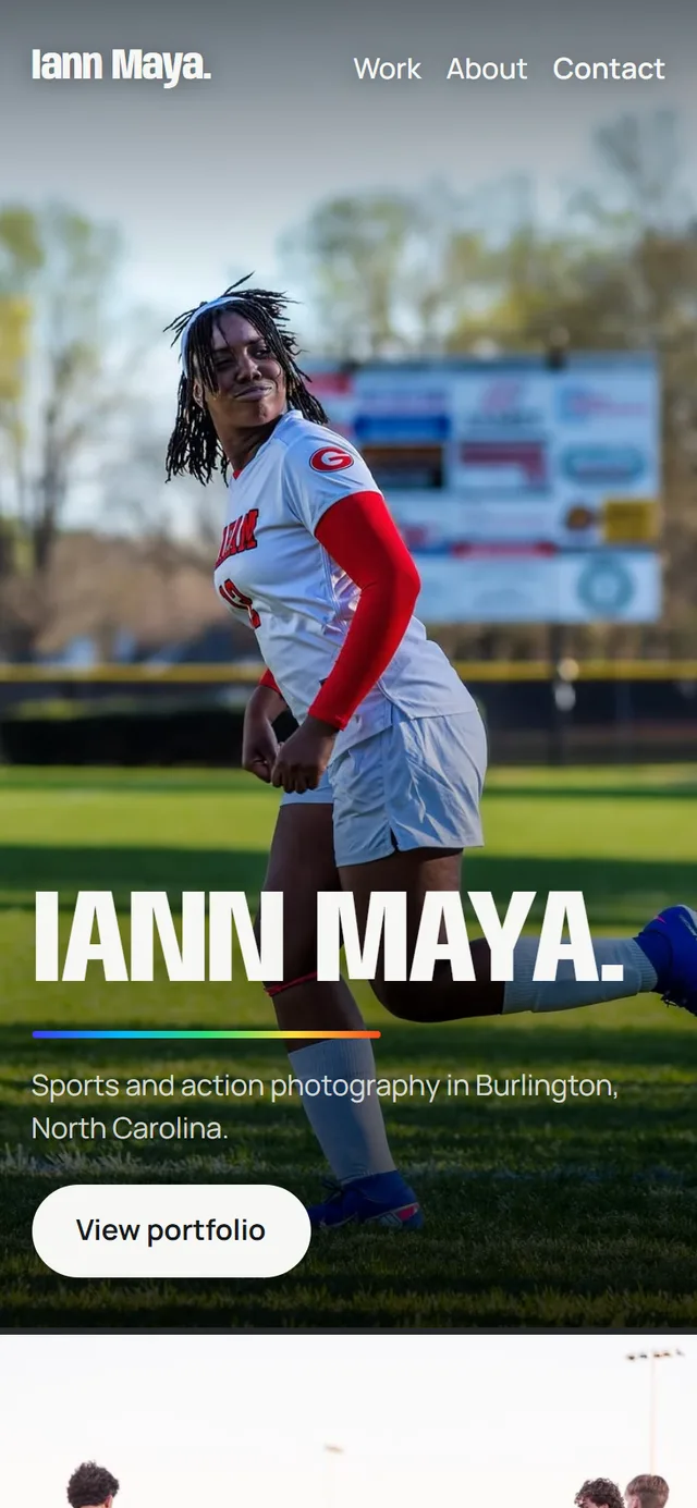 The Iann Maya creative studio site on a phone